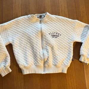 Playboy misguided women’s white quilted bomber jacket size UK8
